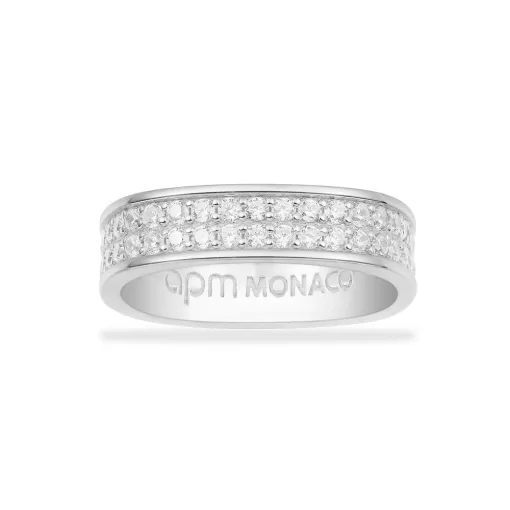 Ampio anello pavimentato argento sterling