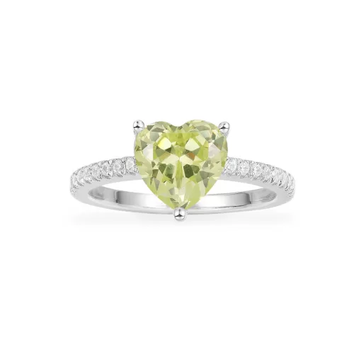 Anello Cuore Verde argento sterling