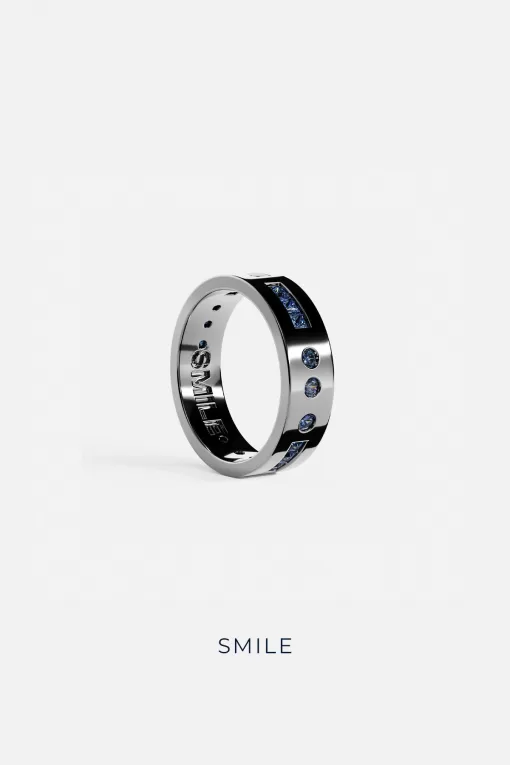 Anello codice Morse Blue Smile argento sterling