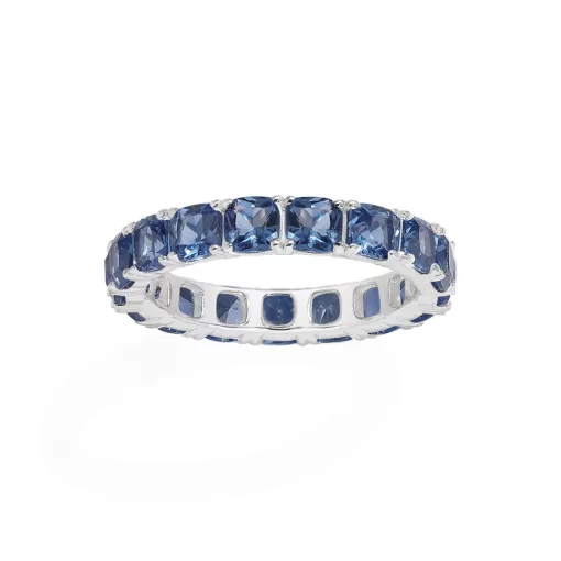 Anello quadrato blu argento sterling