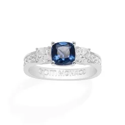 Anello quadrato blu con pavé argento sterling