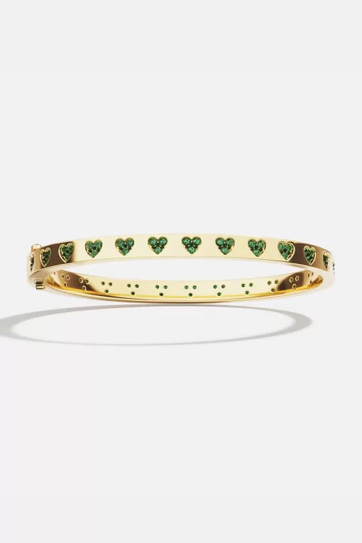 Bracciale Cuore Verde e Bianco Placcato in oro giallo 18 carati