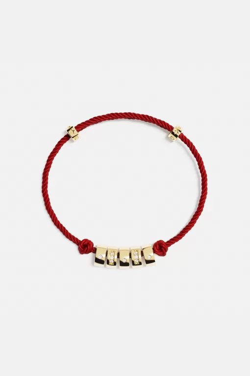 Bracciale SMILE in nylon regolabile con codice Morse Placcato in oro giallo 18 carati