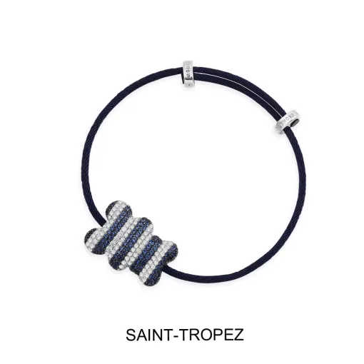 Bracciale Yummy Bear regolabile in nylon Saint-Tropez argento sterling