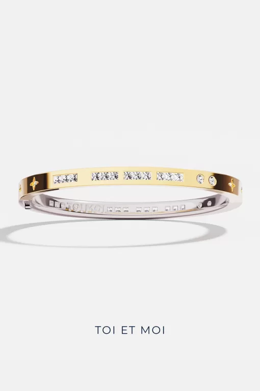 Bracciale in codice Morse YOU ME Placcato in oro giallo 18 carati