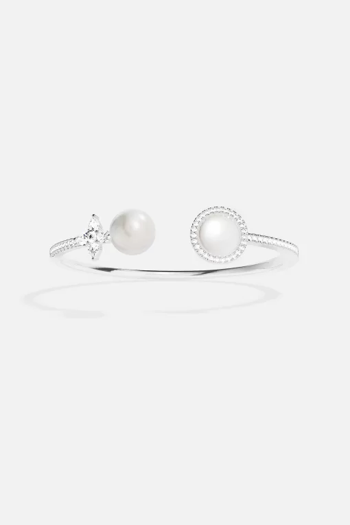 Bracciale in madreperla bianca e perle argento sterling