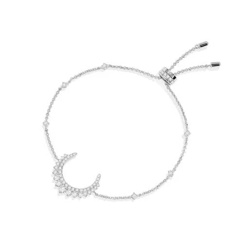 Bracciale regolabile con pavé di luna argento sterling