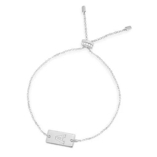 Bracciale regolabile con piastra dell’alfabeto argento sterling