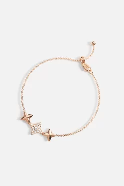 Bracciale regolabile con tripli meteoriti in oro rosa Placcato in oro rosa 18 carati