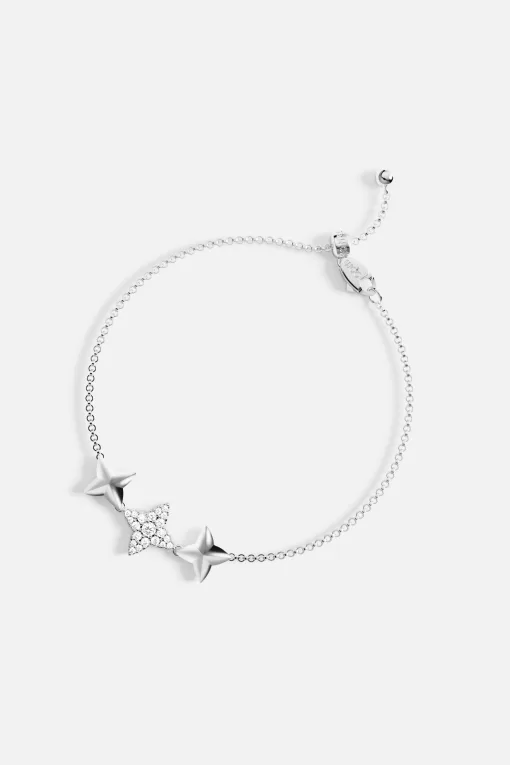 Bracciale regolabile in argento con tripli meteoriti argento sterling