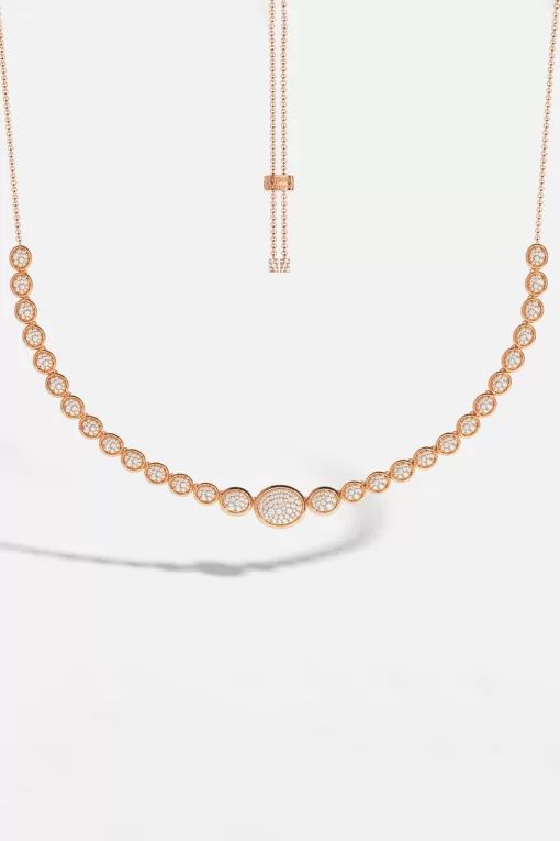 Collana ovale regolabile con pavé di oro rosa Placcato in oro rosa 18 carati