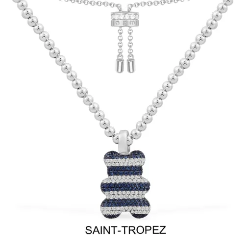 Collana regolabile Saint-Tropez Yummy Bear con perle argento sterling