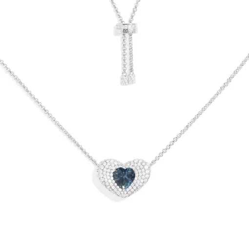 Collana regolabile con cuore blu argento sterling