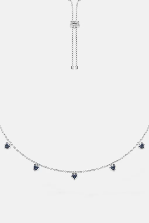 Collana regolabile con cuore blu e bianco argento sterling