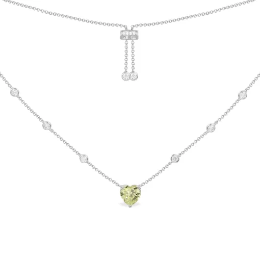 Collana regolabile con cuore verde argento sterling