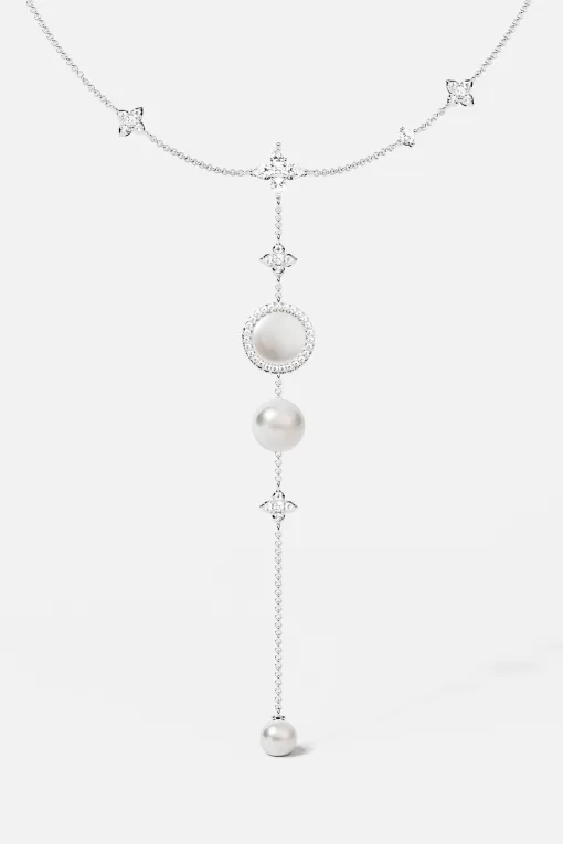 Collana regolabile con madreperla bianca e pendente con perla argento sterling