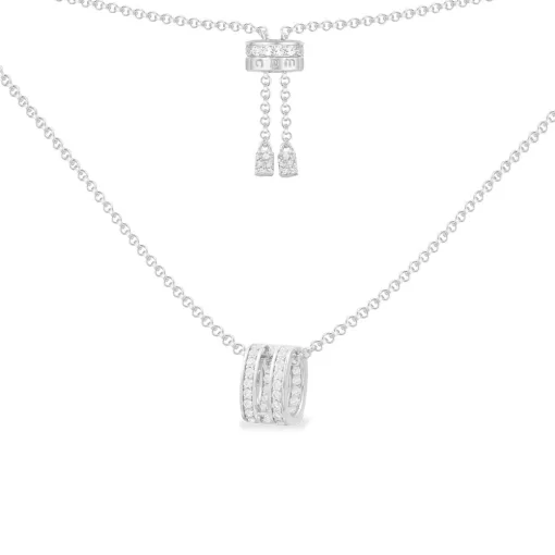 Collana regolabile con pendente ad anello a doppia linea argento sterling