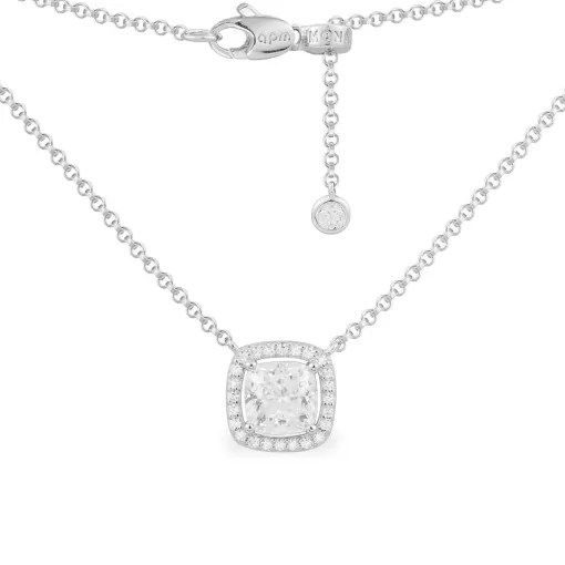 Collana regolabile con piccola pietra quadrata argento sterling