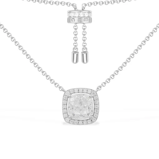 Collana regolabile con pietra quadrata argento sterling