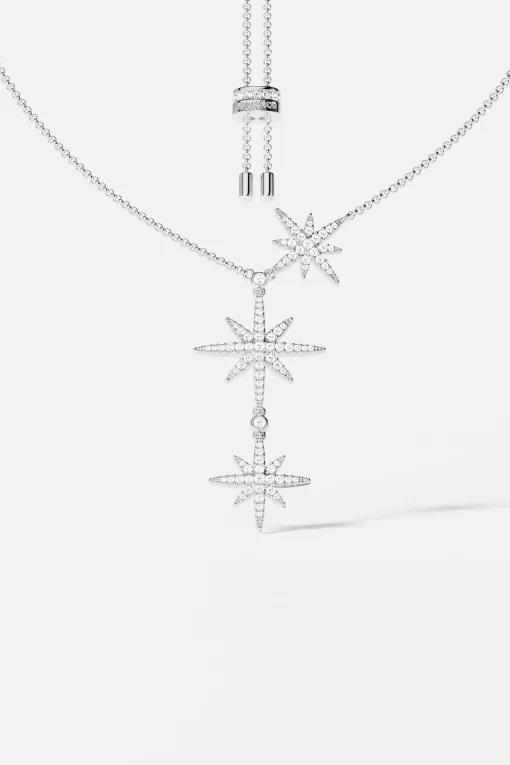 Collana regolabile con tripli meteoriti argento sterling