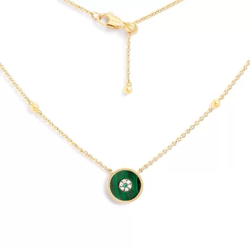 Collana regolabile in malachite Placcato in oro giallo 18 carati