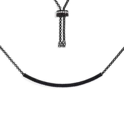 Collana regolabile in pavé nero argento sterling