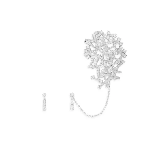 Ear cuff e borchie festival con catena argento sterling