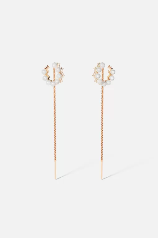 Ear cuff superiore e inferiore in perle e catena