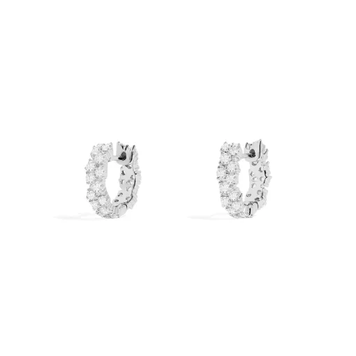 Orecchini Huggie con pavé argento sterling