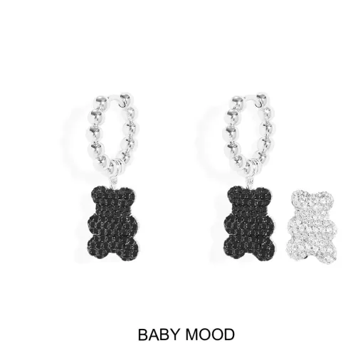 Orecchini a cerchio Baby Mood Yummy Bear argento sterling