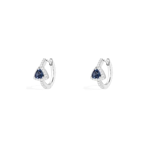 Orecchini a cerchio con pavé di triangolo blu argento sterling