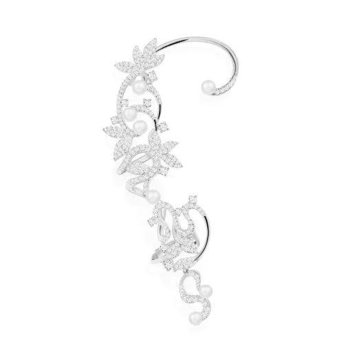 Polsino auricolare a fiore singolo con perline argento sterling